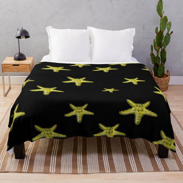 Item preview, Starfish yellow cute pattern a watercolor sketch black designed and sold by Yana Mustafina | Boho Soulful Designs.