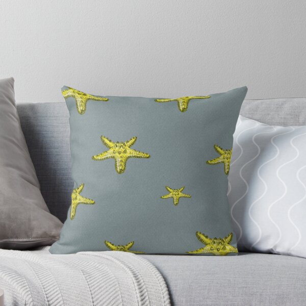 Item preview, Starfish yellow sea ocean grey pattern watercolor designed and sold by Yana Mustafina | Boho Soulful Designs.
