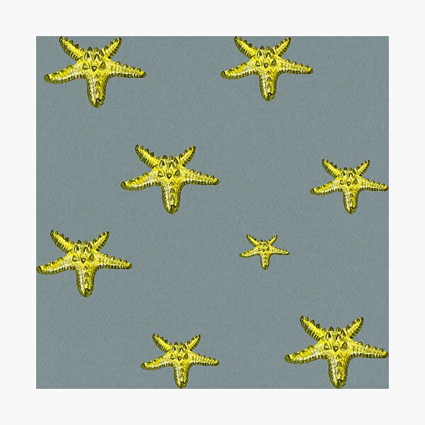 Artikelvorschau, Starfish yellow sea ocean grey pattern watercolor entworfen und verkauft von Yana Mustafina | Boho Soulful Designs.