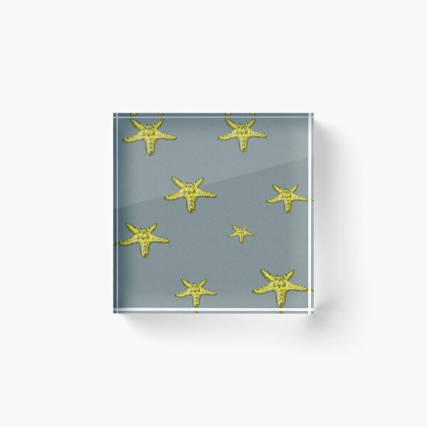 Item preview, Starfish yellow sea ocean grey pattern watercolor designed and sold by Yana Mustafina | Boho Soulful Designs.