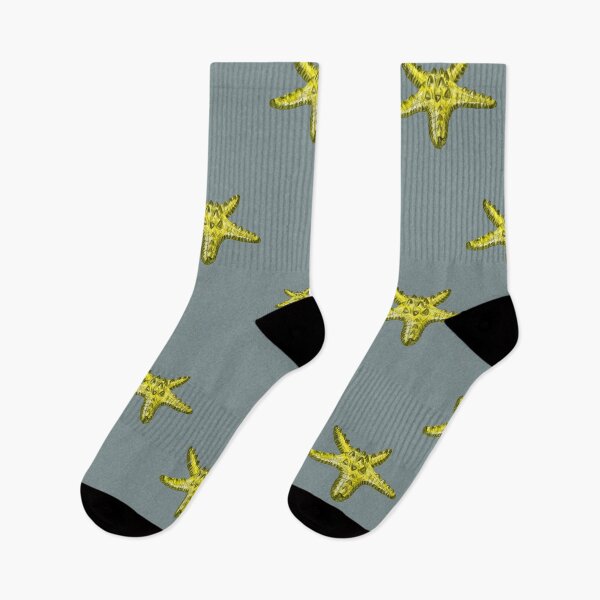 Item preview, Starfish yellow sea ocean grey pattern watercolor designed and sold by Yana Mustafina | Boho Soulful Designs.
