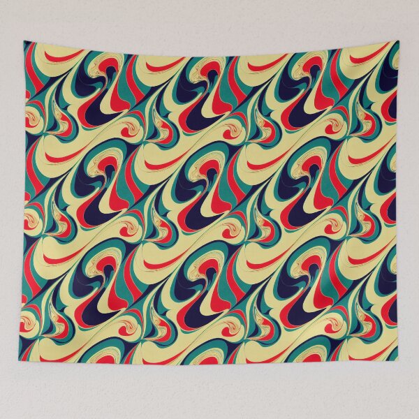 Item preview, Snazzy Marbled Surface In Red, Yellow, and Dark Blue - Marbling Effect designed and sold by Fine Prints.