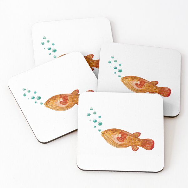 Item preview, Fish red bubbles ocean sea watercolor illustration designed and sold by Yana Mustafina | Boho Soulful Designs.
