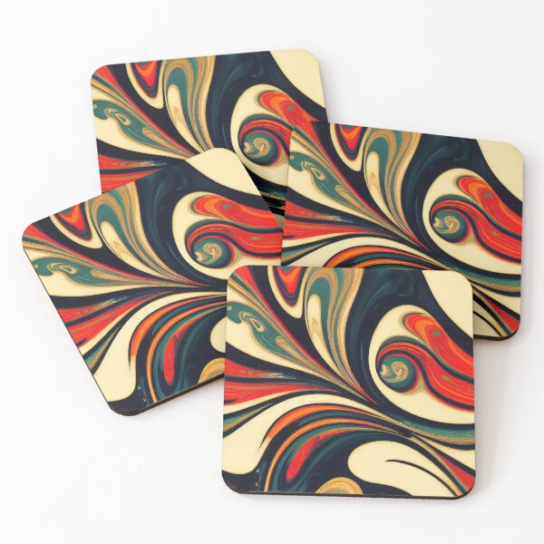 Item preview, Groovy Marbled Surface In Red, Yellow, Blue and Dark Blue - Marbling Effect designed and sold by Fine Prints.