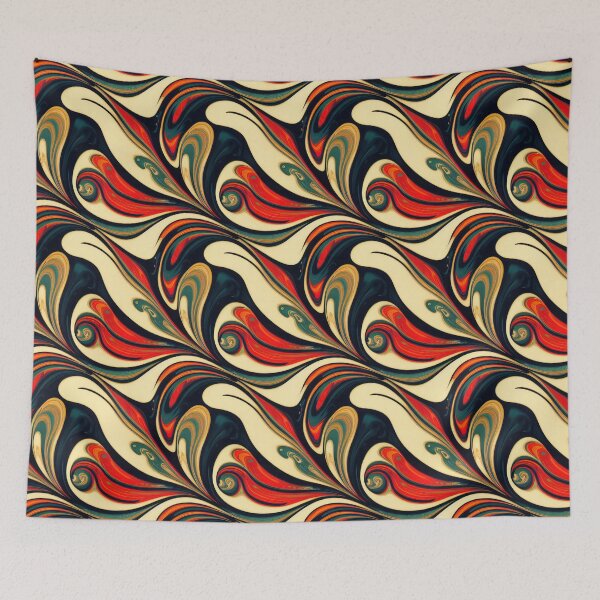 Item preview, Groovy Marbled Surface In Red, Yellow, Blue and Dark Blue - Marbling Effect designed and sold by Fine Prints.
