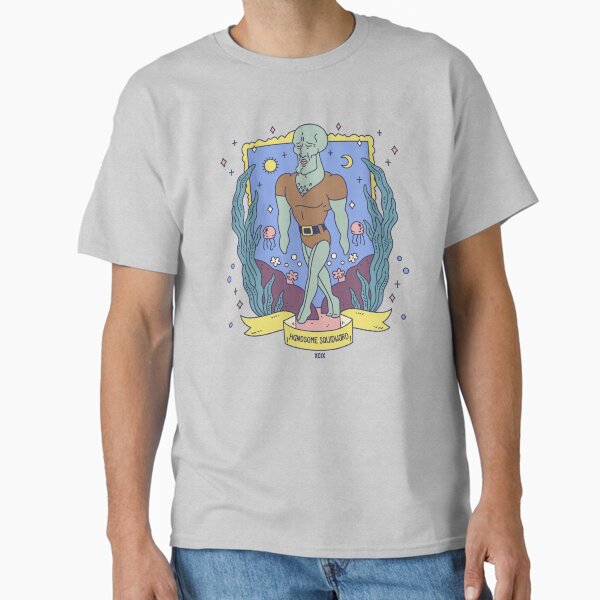 Vista previa del artículo con la obra «Bob Esponja Pantalones Cuadrados Guapo Calamardo Tarot Carta», diseñado y vendido por FifthSun.