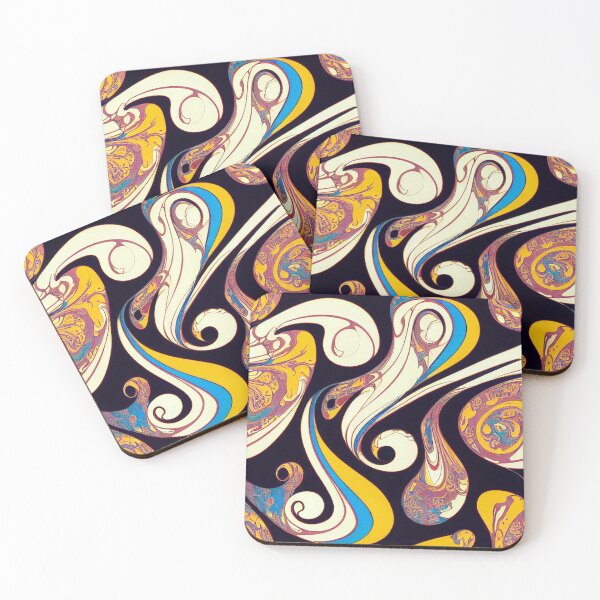Item preview, Awesome Marbled Surface In Pink, Yellow, Blue and Off White - Marbling Effect designed and sold by Fine Prints.