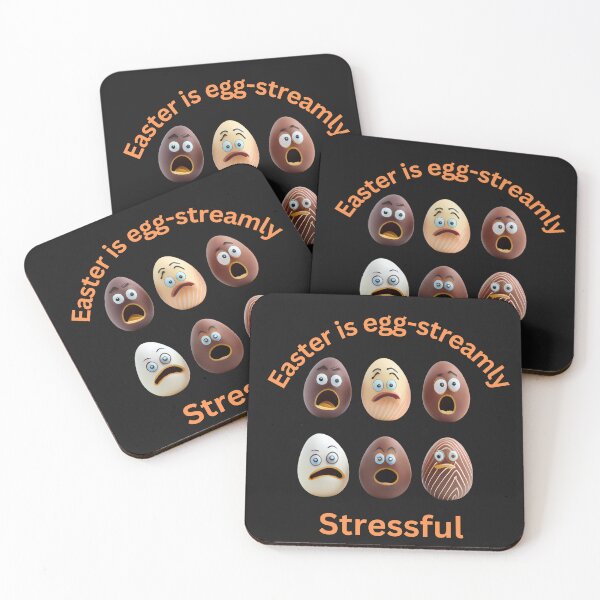 Item preview, Funny Easter Graphic: Easter is egg-streamly stressful: Easter eggs about to be eaten designed and sold by MTJ-Mushrooms.