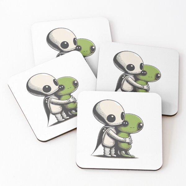 Item preview, Cute Aliens Hugging Sticker! designed and sold by TheLazyCryptid.