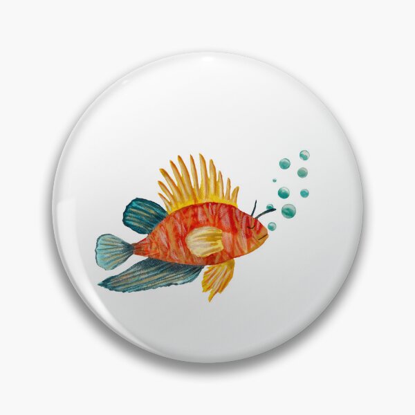 Item preview, Fish colorful bubbles sea ocean watercolor sketch  designed and sold by Yana Mustafina | Boho Soulful Designs.
