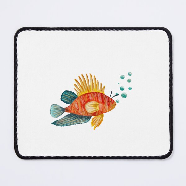 Item preview, Fish colorful bubbles sea ocean watercolor sketch designed and sold by Yana Mustafina | Boho Soulful Designs.