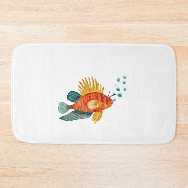 Item preview, Fish colorful bubbles sea ocean watercolor sketch  designed and sold by Yana Mustafina | Boho Soulful Designs.