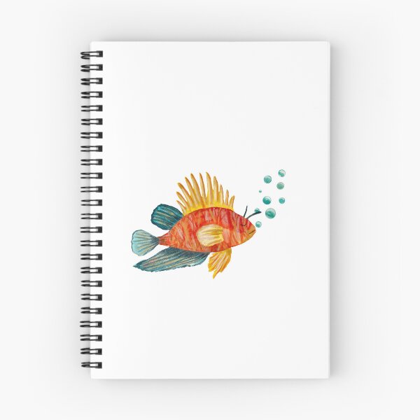 Item preview, Fish colorful bubbles sea ocean watercolor sketch  designed and sold by Yana Mustafina | Boho Soulful Designs.