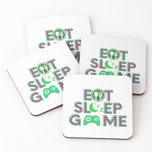 Aperçu de l'œuvre EAT SLEEP GAME drôle vert blanc créée et vendue par RandomKawaiArt.