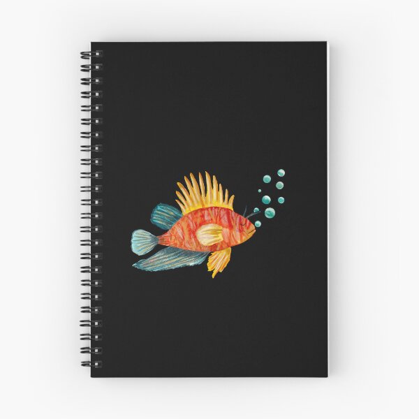 Item preview, Fish colorful bubbles sea ocean watercolor sketch black designed and sold by Yana Mustafina | Boho Soulful Designs.