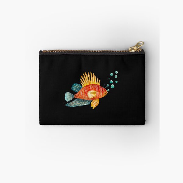 Item preview, Fish colorful bubbles sea ocean watercolor sketch black designed and sold by Yana Mustafina | Boho Soulful Designs.