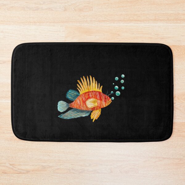 Item preview, Fish colorful bubbles sea ocean watercolor sketch black designed and sold by Yana Mustafina | Boho Soulful Designs.