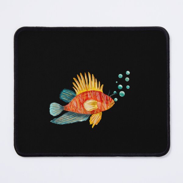 Item preview, Fish colorful bubbles sea ocean watercolor sketch black designed and sold by Yana Mustafina | Boho Soulful Designs.
