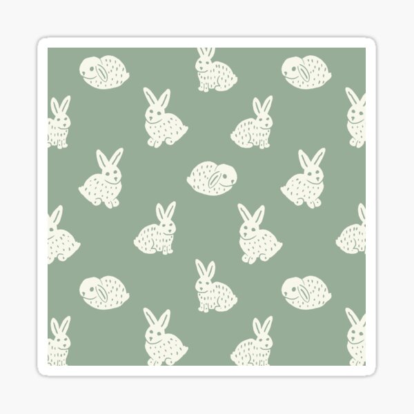 Item preview, Hand Drawn Rabbit Pattern (ivory/sage green) designed and sold by Design Minds Boutique.