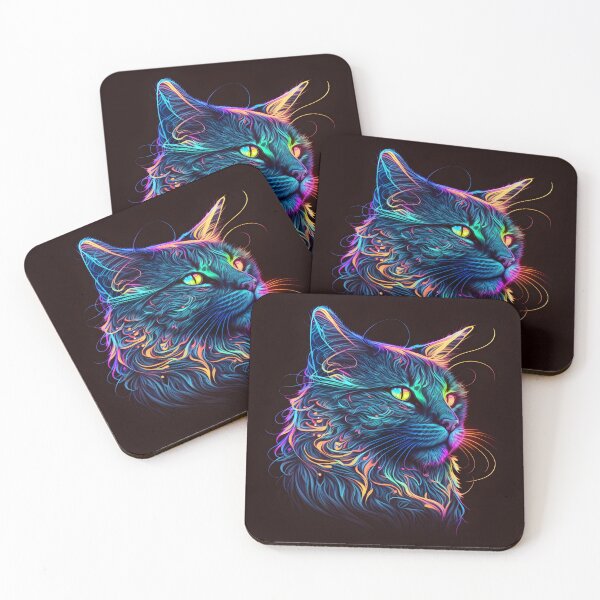 Item preview, Psychedelic Trippy Rainbow Rave Cat designed and sold by Iosis-Art.