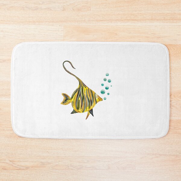 Item preview, Fish yellow bubbles sea ocean watercolor sketch  designed and sold by Yana Mustafina | Boho Soulful Designs.