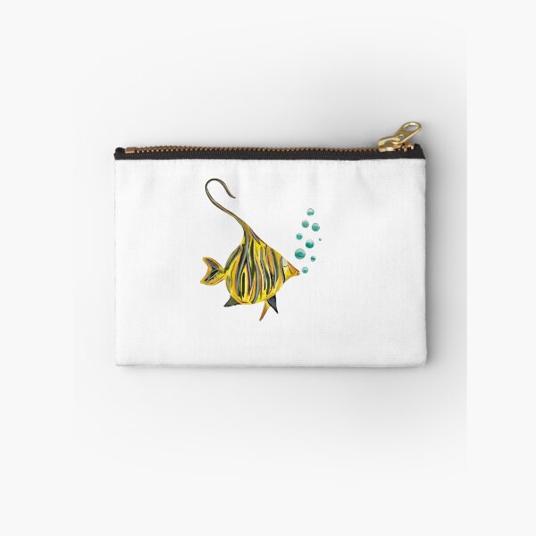 Item preview, Fish yellow bubbles sea ocean watercolor sketch  designed and sold by Yana Mustafina | Boho Soulful Designs.