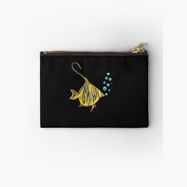 Item preview, Fish yellow bubbles sea ocean watercolor sketch black designed and sold by Yana Mustafina | Boho Soulful Designs.