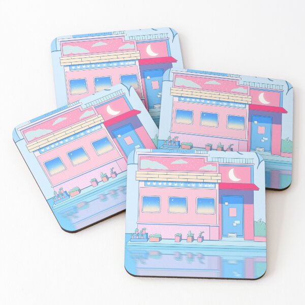 Item preview, Blue cute coffe shop designed and sold by Sunsetcandyart.