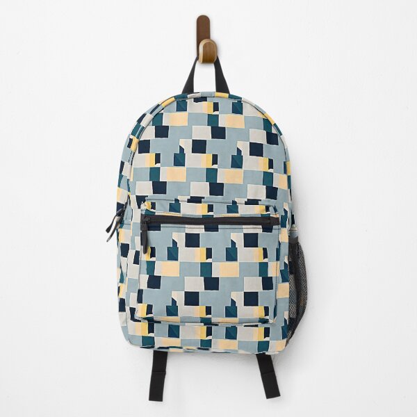 Item preview, Yellow and teal abstract squares pattern designed and sold by ibelieveimages.
