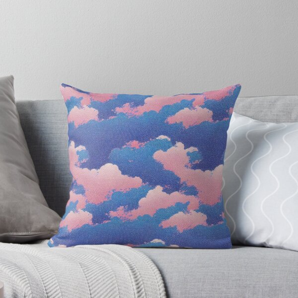 Artikelvorschau, Vaporwave Clouds on Fabric - 80s Style Chillwave Pattern in Blue & Pink entworfen und verkauft von Fine Prints.