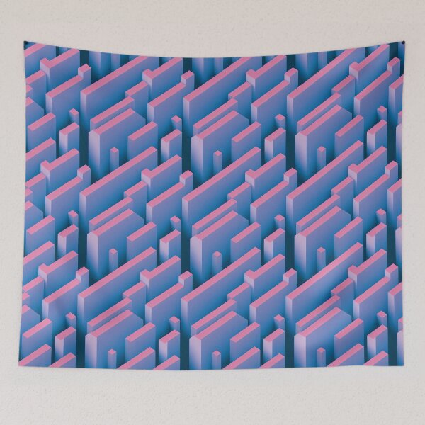 Artikelvorschau, Vaporwave Columns - 80s Style Chillwave Pattern in Blue & Pink entworfen und verkauft von Fine Prints.