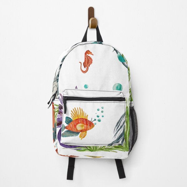 Item preview, Coral jellyfish seaweed bubble sea fish watercolor designed and sold by Yana Mustafina | Boho Soulful Designs.