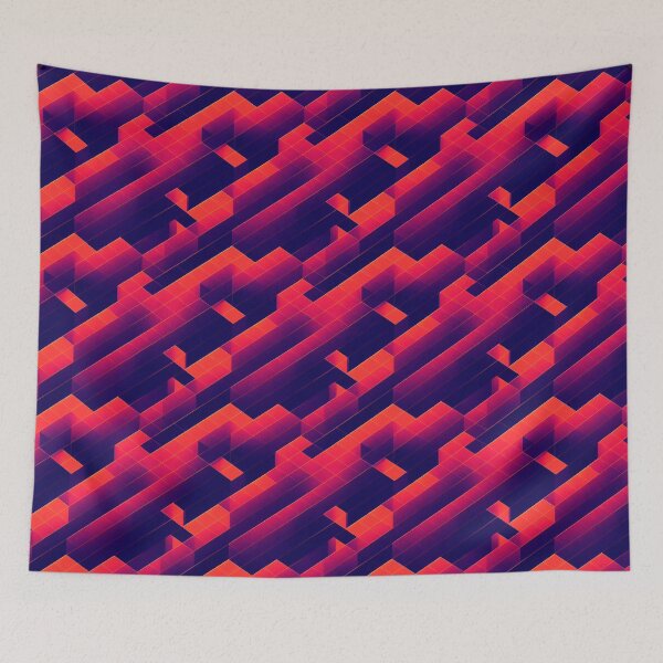 Artikelvorschau, Vaporwave Abstract - 80s Style Chillwave Pattern in Dark Blue & Red entworfen und verkauft von Fine Prints.