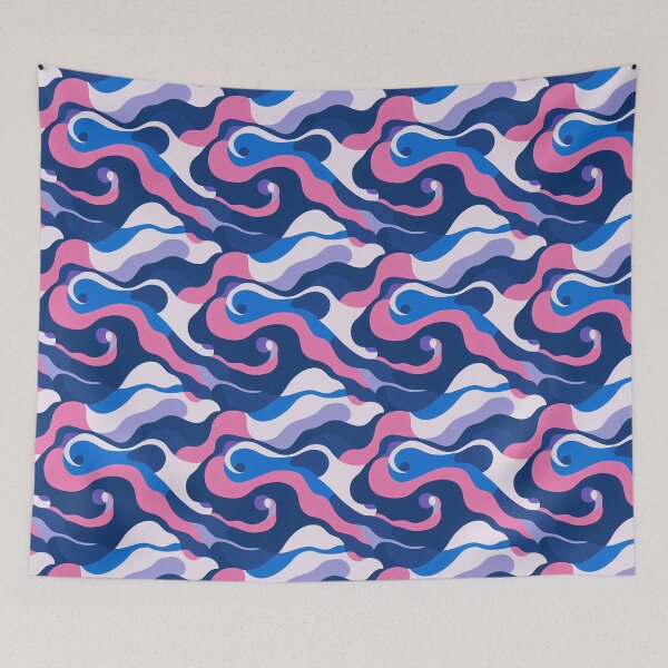 Artikelvorschau, Vaporwave Camouflage Clouds - 80s Style Chillwave Pattern in Blue & Pink entworfen und verkauft von Fine Prints.