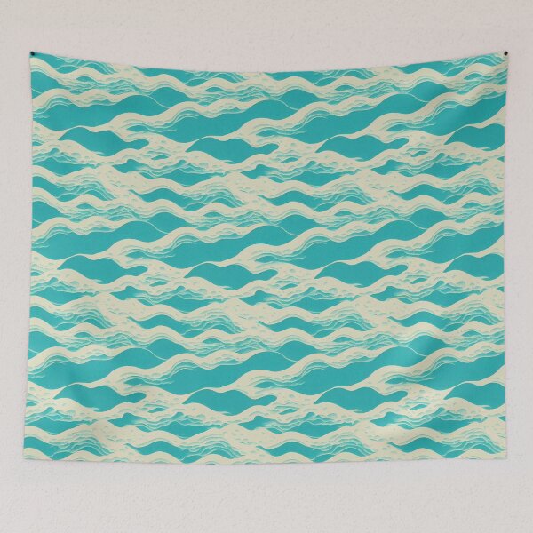 Artikelvorschau, Vaporwave Clouds on Cyan Sky - 80s Style Chillwave Pattern on Turquoise entworfen und verkauft von Fine Prints.