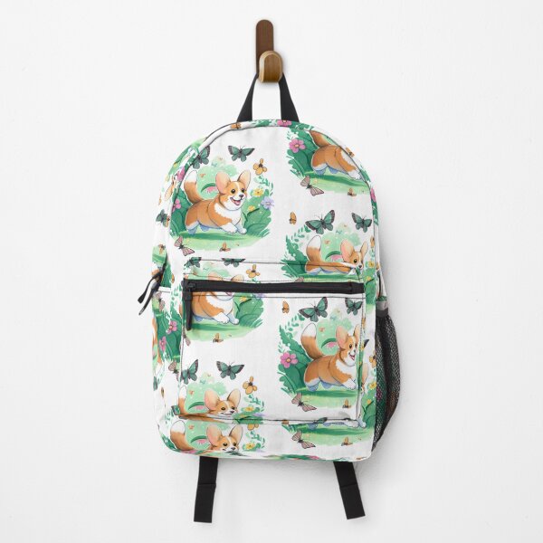 Item preview, Playful Corgi Chasing Butterflies in a Lush Green Garden designed and sold by Akira Miyamoto.
