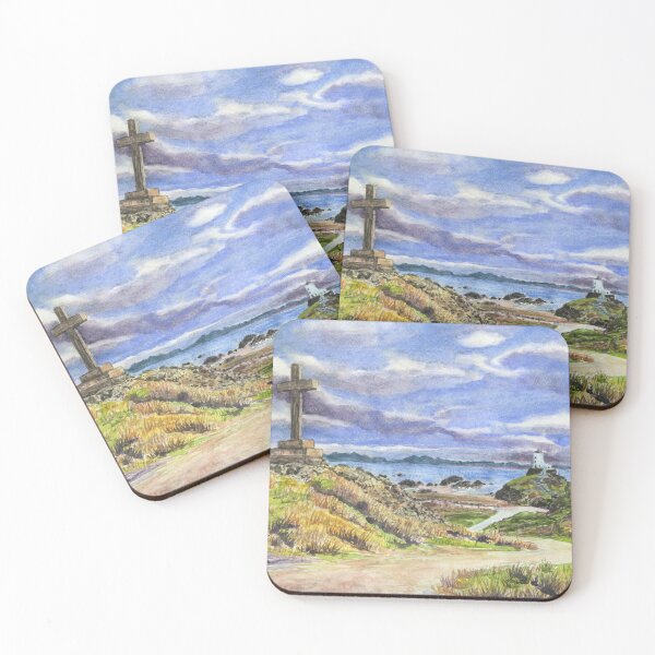 Item preview, The Victorian Cross and Tŵr Mawr Lighthouse at Ynys Llanddwyn, Llanddwyn Island on Anglesey designed and sold by LymphomaLass.