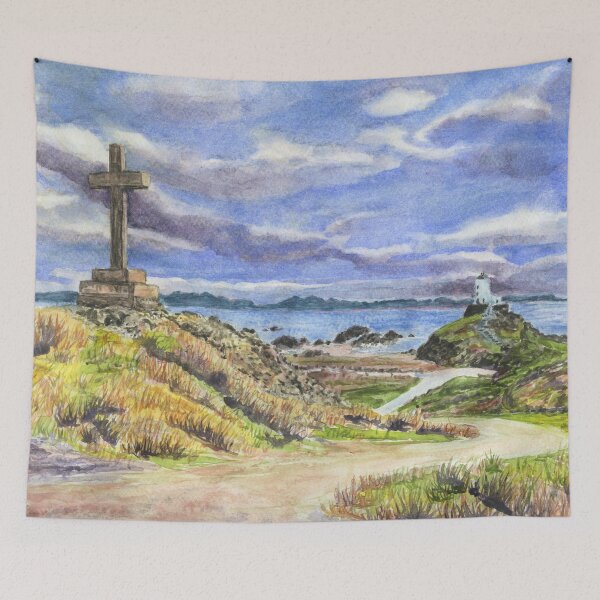 Item preview, The Victorian Cross and Tŵr Mawr Lighthouse at Ynys Llanddwyn, Llanddwyn Island on Anglesey designed and sold by LymphomaLass.