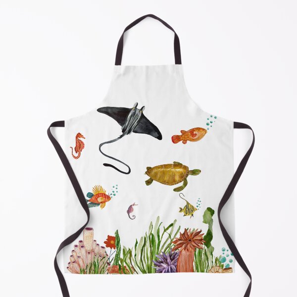 Item preview, Seaweed coral turtle slope fish shell watercolor designed and sold by Yana Mustafina | Boho Soulful Designs.
