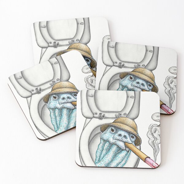 Item preview, Funny Squid Print, Squid Smoking in Toilet designed and sold by notsweettea.