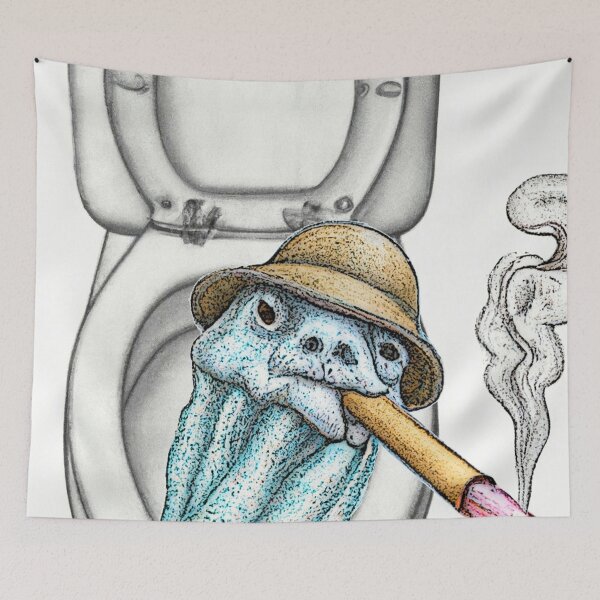 Item preview, Funny Squid Print, Squid Smoking in Toilet designed and sold by notsweettea.