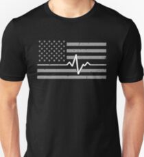 Paramedic Heartbeat Pulse Flag Unisex T-Shirt