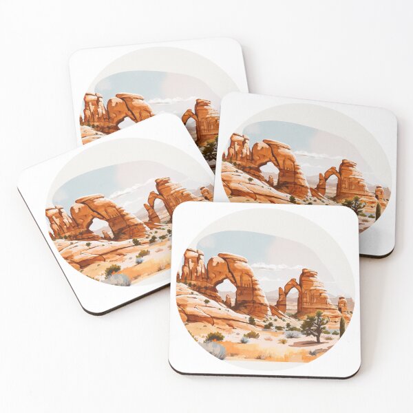 Item preview, Arches National Park Boho Watercolor Circle designed and sold by PikoApparel.