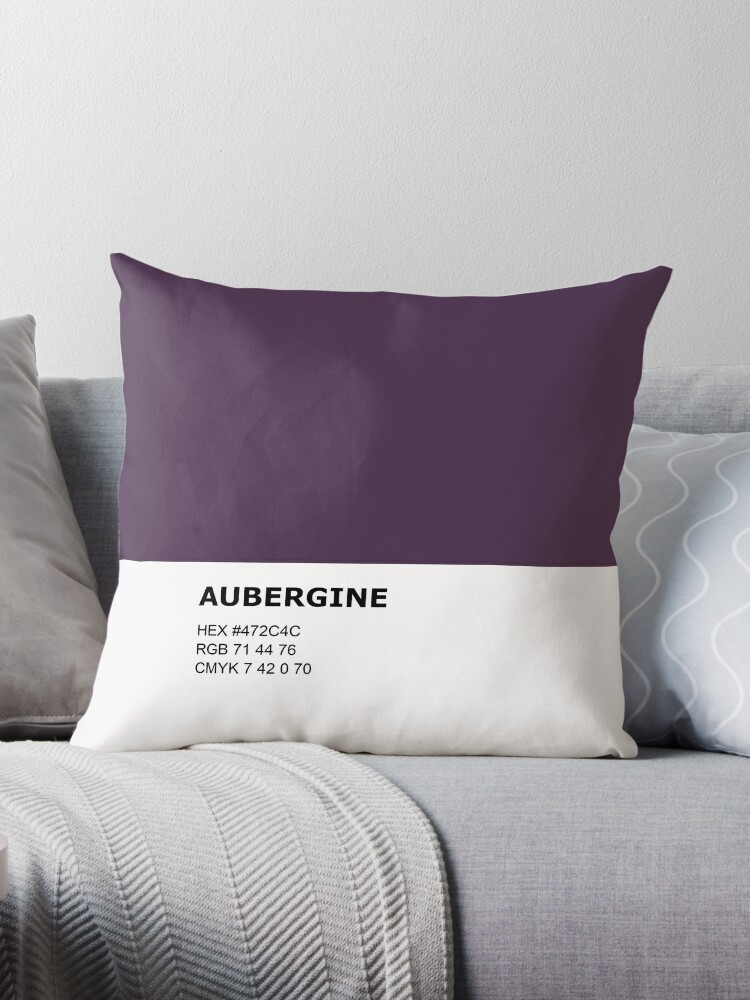 Aubergine Purple Violet Color Pantone Colour Design Throw Pillow