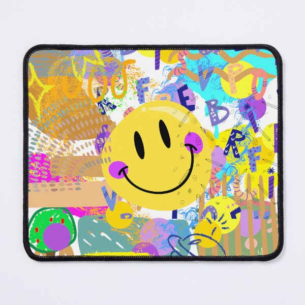 Aperçu de l'œuvre motifs colorés sourire conception de style doodle visage heureux créée et vendue par hui-wen kuo.