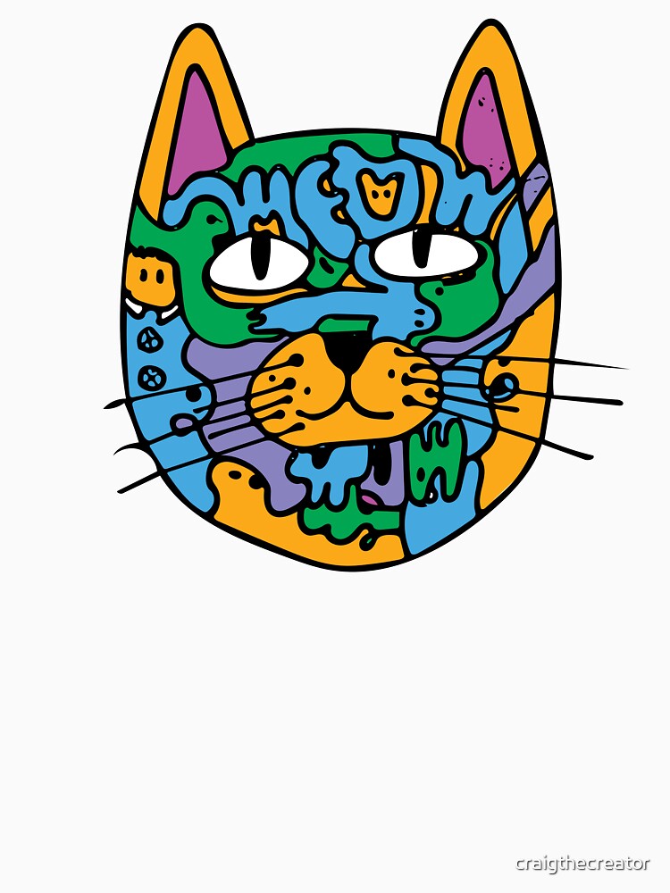 Thumbnail 7 of 7, Classic T-Shirt, Mischief the Trippy Cat designed and sold by craigthecreator.