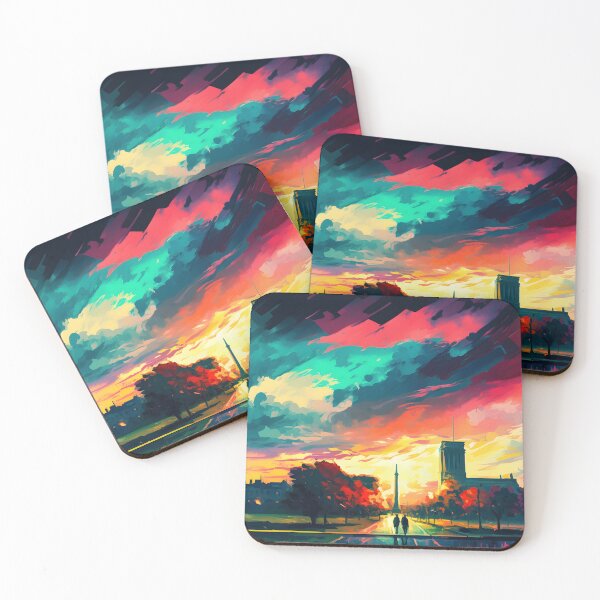 Item preview, Impressionism dark sunset over Paris landscape with buildings designed and sold by Kenneth Heiss.