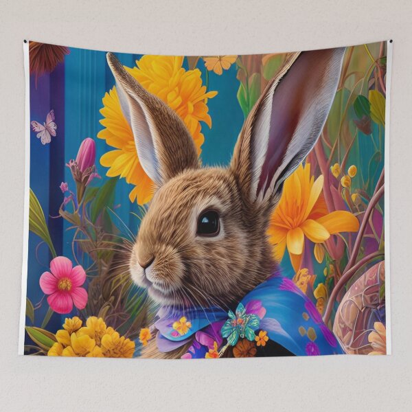 Item preview, Colorful Festive Easter Eggs Easter Bunny Spring Flowers Version 54 designed and sold by DreamingAwake1.