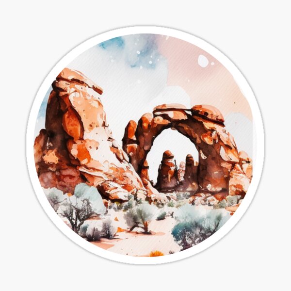 Item preview, Arches National Park Boho Watercolor Circle designed and sold by PikoApparel.