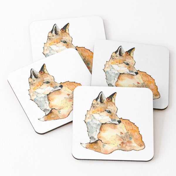 Item preview, Shy fox watercolor illustration designed and sold by AlfaNoraStore.